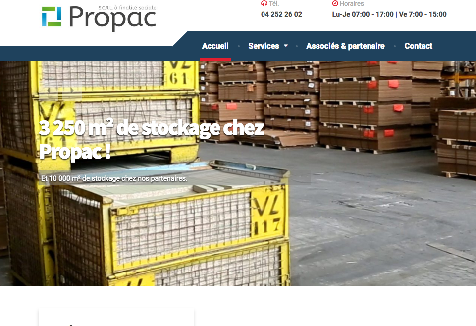 Du travail adapté à la logistique : le site Propac.be digitalisé par Laboiteacom